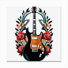Electric Guitar With Roses 3 Canvas Print