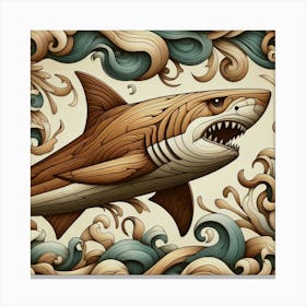 Majestic Shark Amidst Swirling Waves Canvas Print