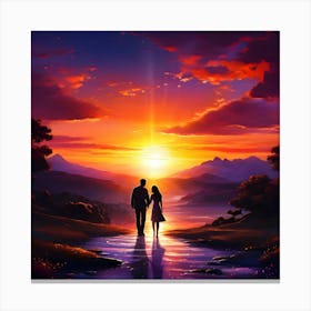 Sunset Couple Canvas Print