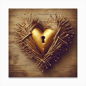 Golden Heart With A Key Canvas Print