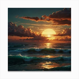 Sunset At The Beach 4 Canvas Print