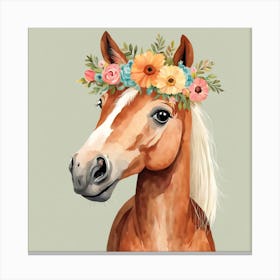 Floral Baby Horse Nursery Illustration (26) 1 Canvas Print