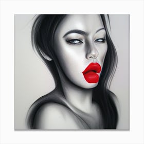 Woman With Red Lipsx Canvas Print