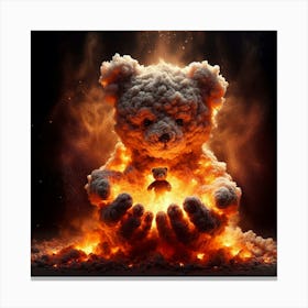 Teddy Bear In Fire Canvas Print