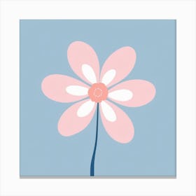 A White And Pink Flower In Minimalist Style Square Composition 167 Canvas Print