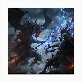 Two Demons Fighting 1 Canvas Print