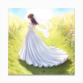 Bride In A Field Canvas Print