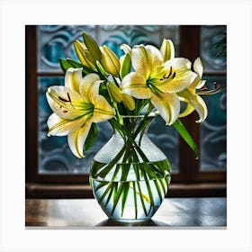 White Lilies In A Vase 4 Canvas Print