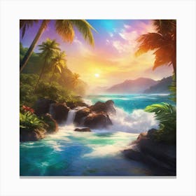 Tropical Landscape Painting 1 Canvas Print