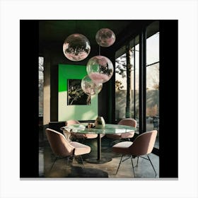 Dining Room With Pink Chairs Canvas Print