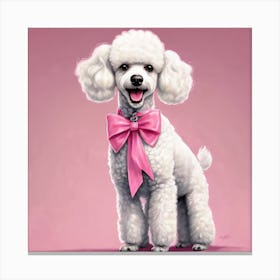 Poodle With Pink Bow Canvas Print