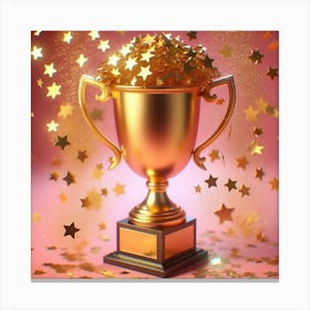 Golden Trophy With Stars Canvas Print