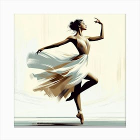 Title: "Resonance of Motion: The Modern Ballerina"  Description: Discover "Resonance of Motion: The Modern Ballerina," a striking digital artwork that embodies the fusion of contemporary dance and abstract expressionism. This piece showcases a ballerina in mid-twirl, her form rendered in dynamic brushstrokes of beige and cream, evoking a sense of movement and passion. Perfect for collectors seeking modern dance art, abstract figurative prints, or dynamic movement illustrations, this digital painting will add a touch of sophistication and energy to any space. Engage with art that moves you and elevates your collection with its powerful depiction of the artistry in dance. Canvas Print