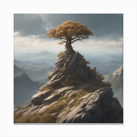 Tree On Top Of Mountain 14 Canvas Print