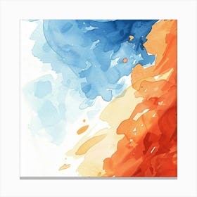 Watercolor Splashes Orange Blue Canvas Print