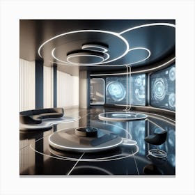 Futuristic Living Room Canvas Print