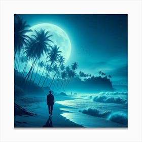 Full Moon On The Beach 4 Canvas Print