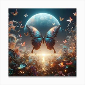 Butterfly In The Moonlight 1 Canvas Print