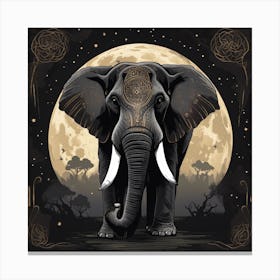Elephant In The Moonlight 2 Canvas Print