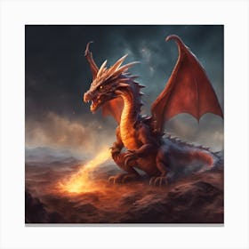 Dragon With Fire Canvas Print