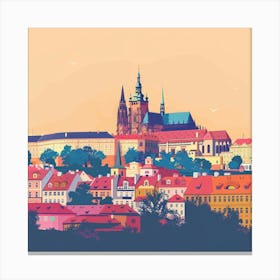 A Prague Castle In Prague Minimal Illustration 1720028450 3 Canvas Print