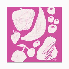 Abstract Fruit Pink Square Canvas Print