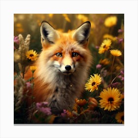 Fox In The Meadow Canvas Print