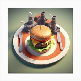 Burger On A Plate 72 Canvas Print