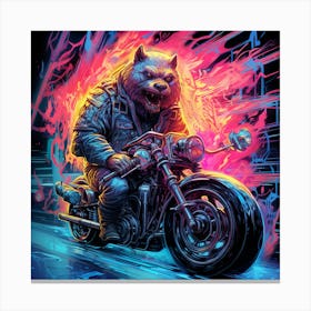 Wolf On A Motorcycle Splash Colors Canvas Print