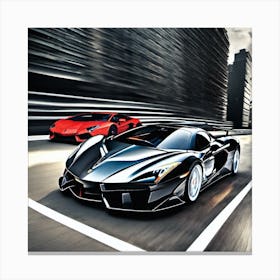 Two Lamborghinis Racing Canvas Print