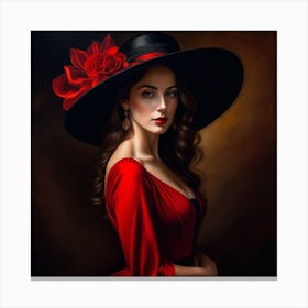Portrait Of A Woman In A Red Dress Canvas Print