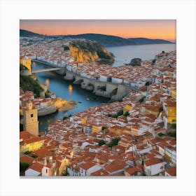 Portuguese City At Sunset 2 Canvas Print