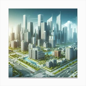 Futuristic Cityscape 104 Canvas Print