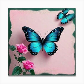 Butterfly And Roses Canvas Print