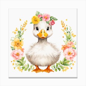 Floral Baby Duck Nursery Illustration (16) Canvas Print