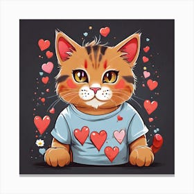 Cat With Hearts Canvas Print