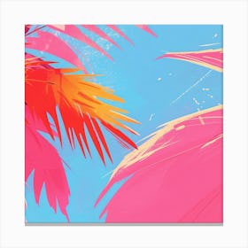 Palm Trees On A Blue Sky Canvas Print