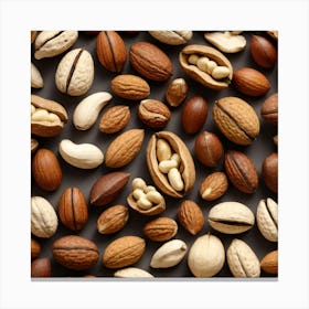 Nuts On A Gray Background Canvas Print