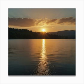 Sunset Over Lake Canvas Print