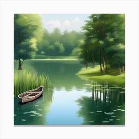 Boat On The Lake Canvas Print