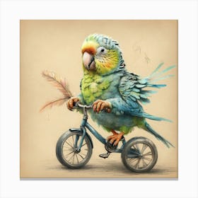 Parrot On A Bike Canvas Print