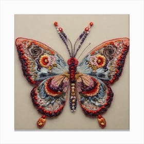 Butterfly embroidered with beads 5 Canvas Print