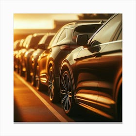 Parked Cars At Sunset Canvas Print