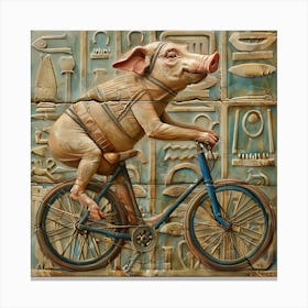 Ancient Egypt Pig On A Bike Canvas Print