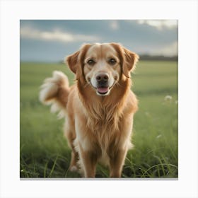 Golden Retriever Standing In The Grass Canvas Print