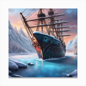 Ship In The Snow Canvas Print