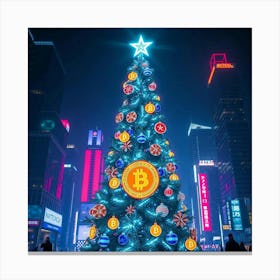 Christmas Tree With Bitcoins Canvas Print