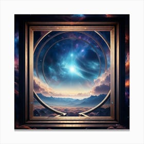 Surreal Visualization Of A Geometric Portal Like A Window Into A Dreamy Abstract Sky Filled With Sw (1) Canvas Print