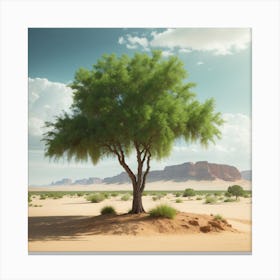 Lone Tree In The Desert Canvas Print