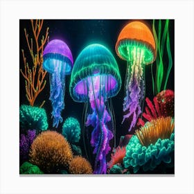 Colorful Jellyfish Underwater Canvas Print